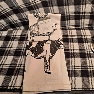 Threshold Black and White Cotton  Flour Sack Towel With Farm Animals